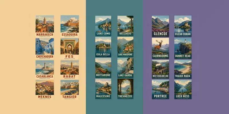 Retro Travel Poster Card Sheets generated by undefined