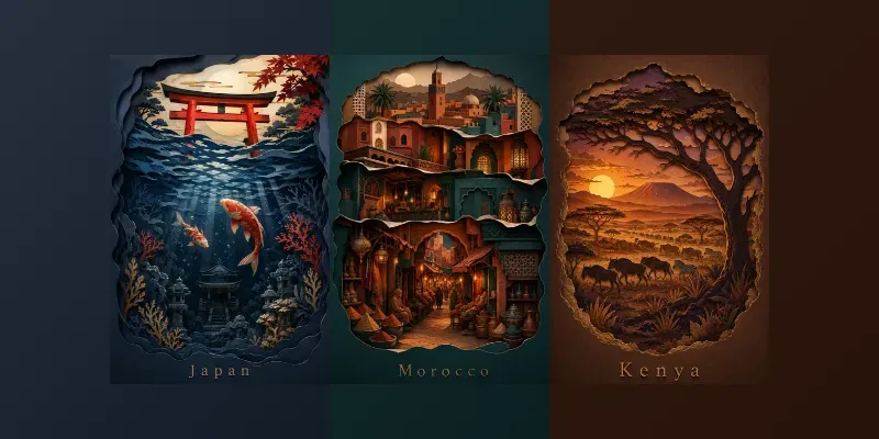 Layered Papercut World Diorama Art generated by undefined