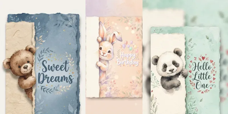 Whimsical Peekaboo Greeting Cards
