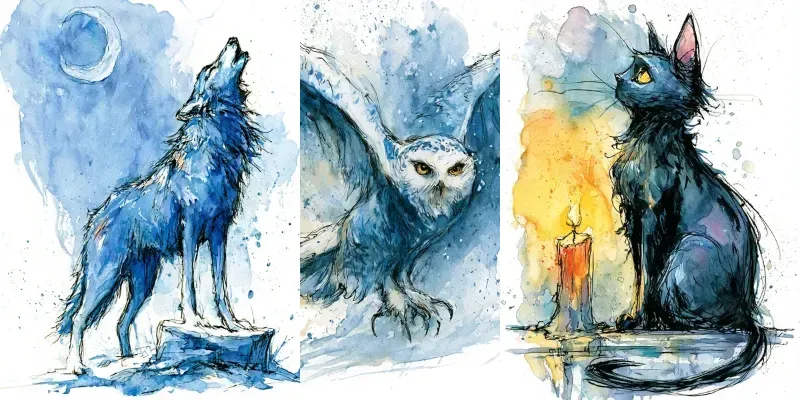 Mystical Watercolor Ink Illustration generated by undefined