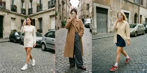 Y2k Mirror Selfie Cobblestone Streets generated by gemini-image