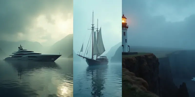 Dark Luxury Moody Nautical Landscapes generated by undefined