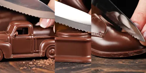 ASMR Chocolate Items Slicing Videos generated by veo