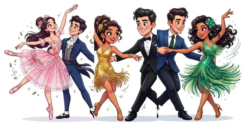 Whimsical Dancing Couple Clipart generated by undefined