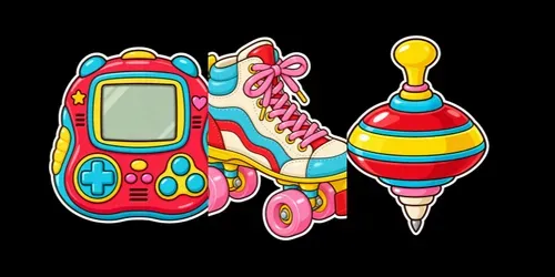Retro Childhood Toys Sticker Temps generated by chatgpt-image