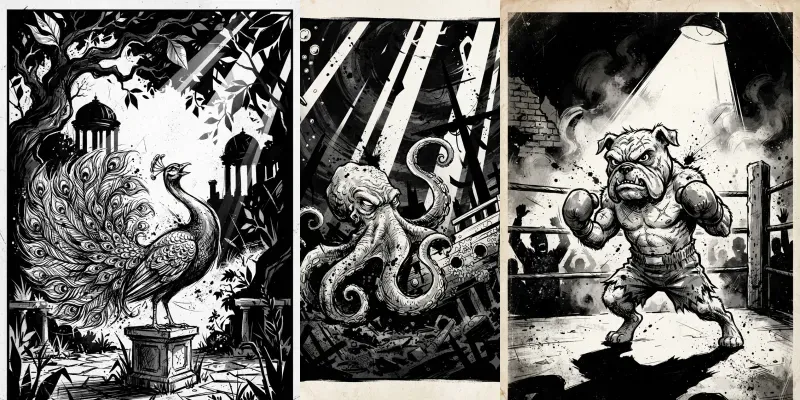 Black White Handdrawn Artworks generated by undefined