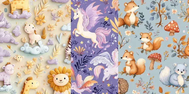 Cute Animals Patterns Pastel Book Style generated by undefined