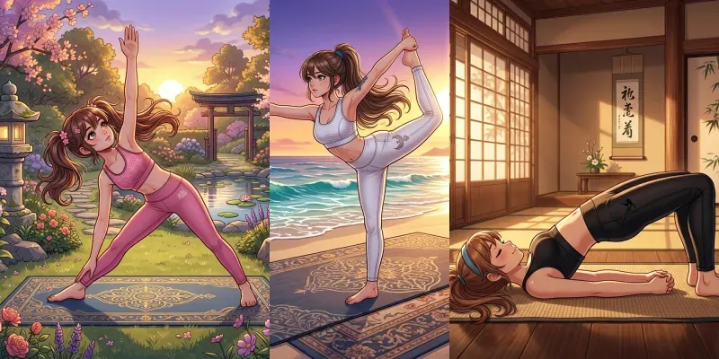 Anime Style Yoga Pose Illustrations generated by undefined