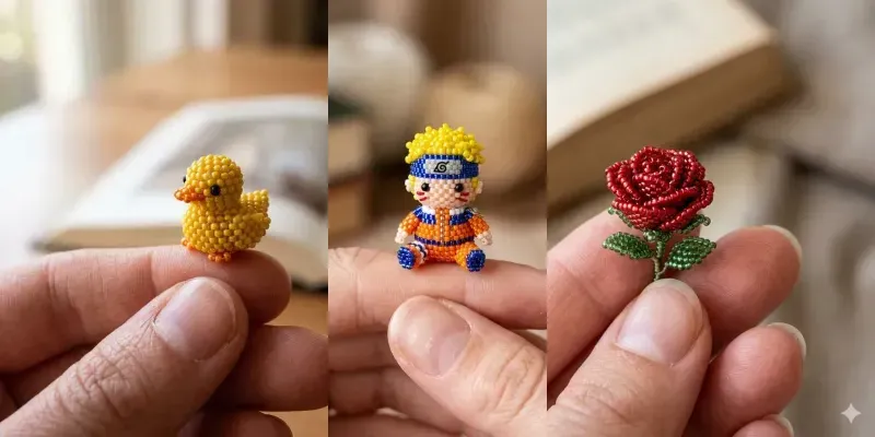 Beaded Mini Objects In Hands generated by undefined