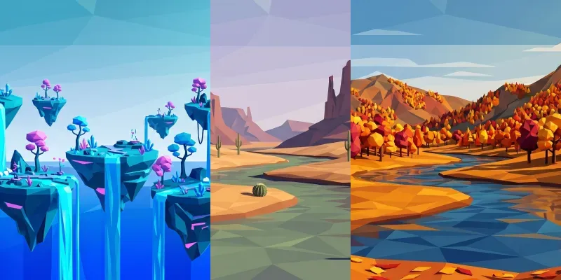 Abstract Low Poly Landscapes generated by undefined