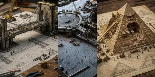 Miniature Worlds On Blueprints generated by chatgpt-image