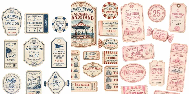 Boardwalk Pier Vintage Ephemera generated by undefined