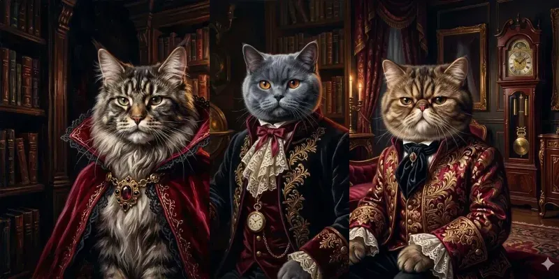 Gothic Vampire Cat Oil Portraits generated by undefined