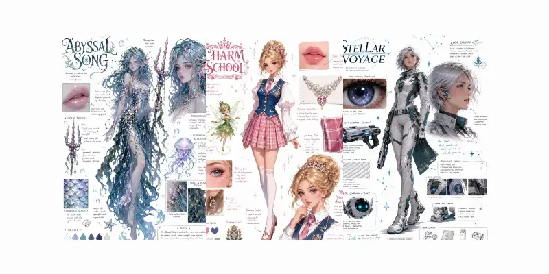 Character Concept Art Sheets generated by undefined