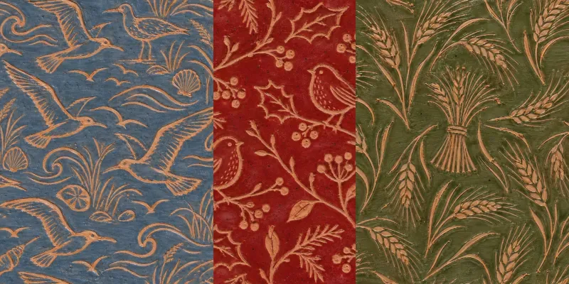 Sgraffito Clay Slip Seamless Tiles