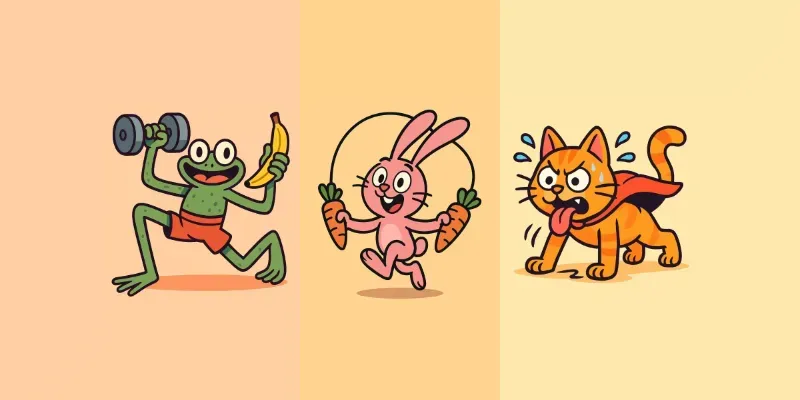 Funny Cartoon Fitness Fun Poses Packs generated by undefined
