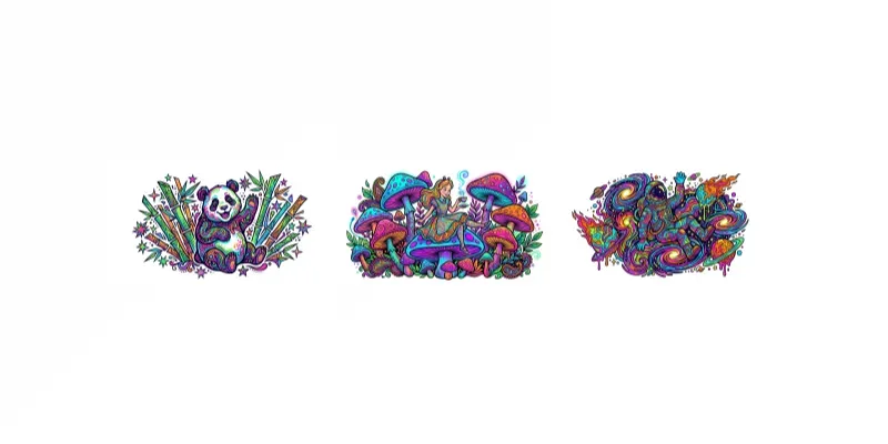 Psychedelic Ink Blot Art Style Designs generated by undefined