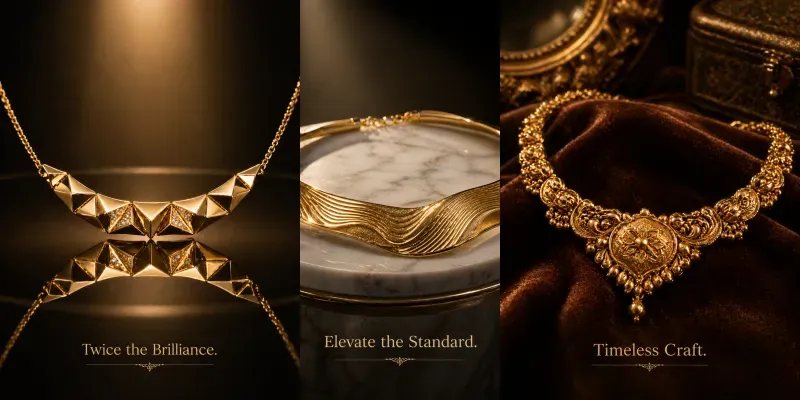 Radiant Gold Necklace Luxury Ads generated by undefined