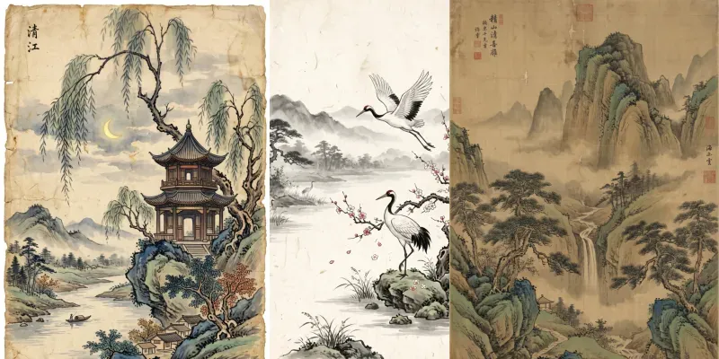 Ancient Oriental Wall Art Assets generated by undefined