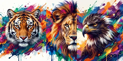Color Splash Animal Portraits generated by gemini-image