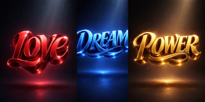 3D Neon Typography Color Variations generated by undefined