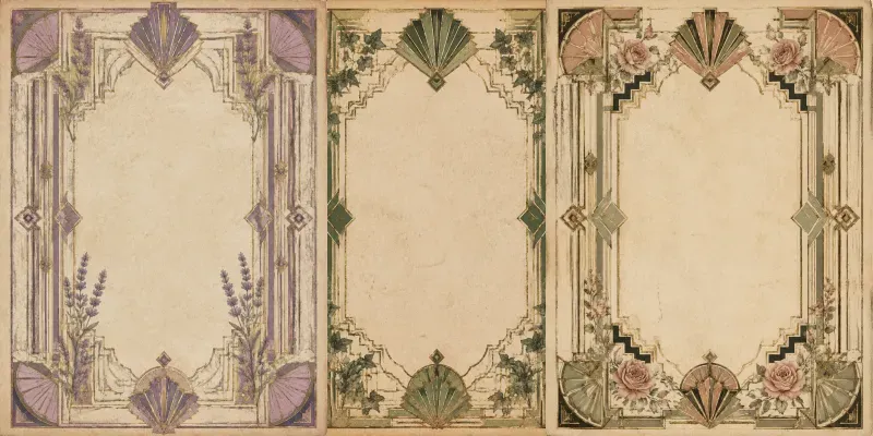 Art Deco Botanical Junk Journal Pages generated by undefined
