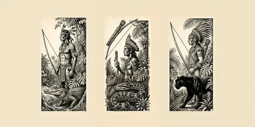 Vintage Engraved Tribal Duo Art generated by gemini-image