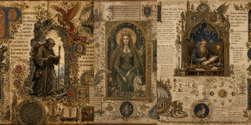 Medieval Illuminated Manuscript Scenes generated by undefined