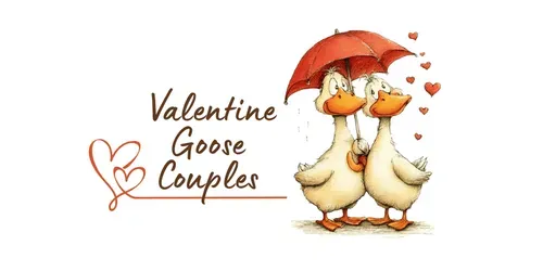 Valentine Goose Couples Clipart generated by midjourney