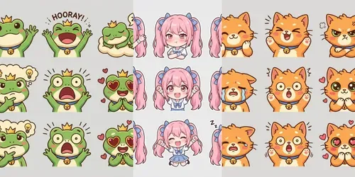 Character Emote Sticker Set Studios generated by gemini-image