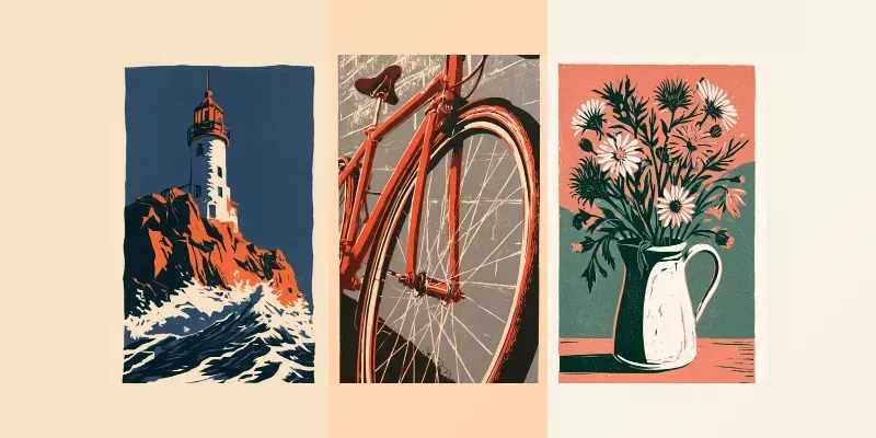 Linocut Relief Print Illustrations generated by undefined