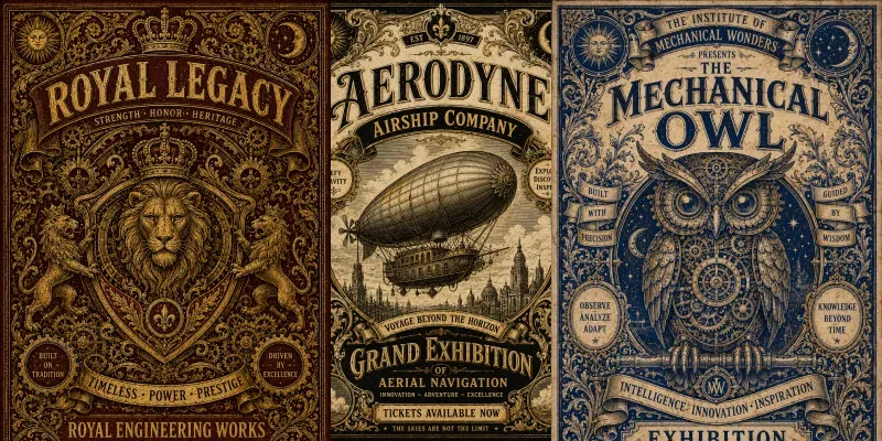 Ornate Vintage Engraving Poster Creators