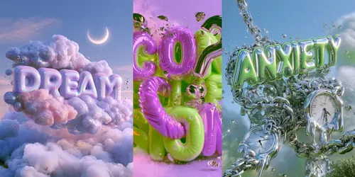 Surreal 3D Typography Posters generated by midjourney