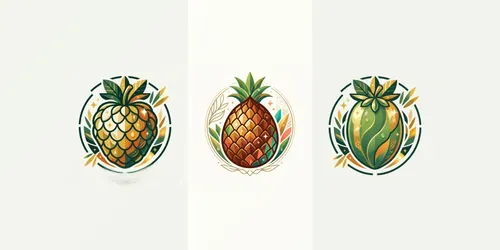 Modern Exotic Fruit Emblems generated by gemini-image