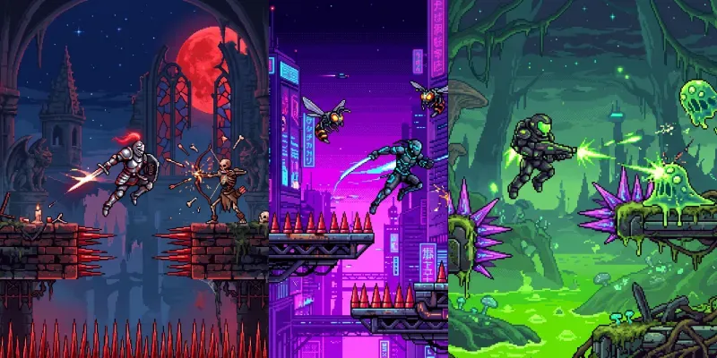 Retro 2D Pixel Platformer Levels