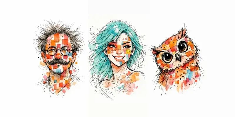 Abstract Character Face Art