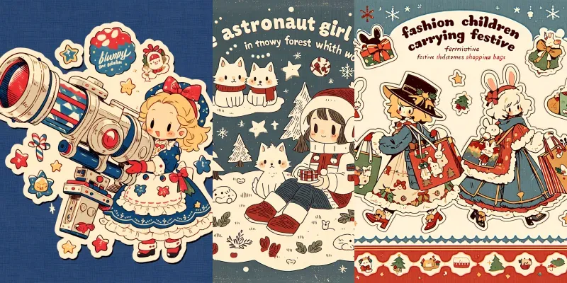 Cute Retro Christmas Stickers generated by undefined
