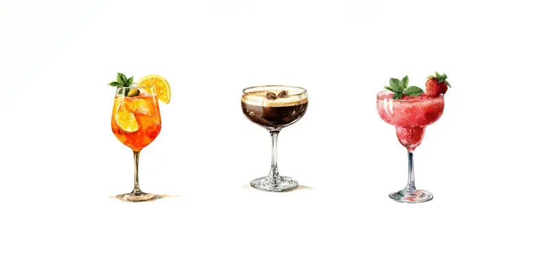 Watercolor Cocktail Illustrations