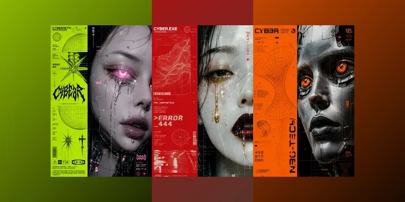 Y2k Cyberpunk Editorial Posters generated by undefined