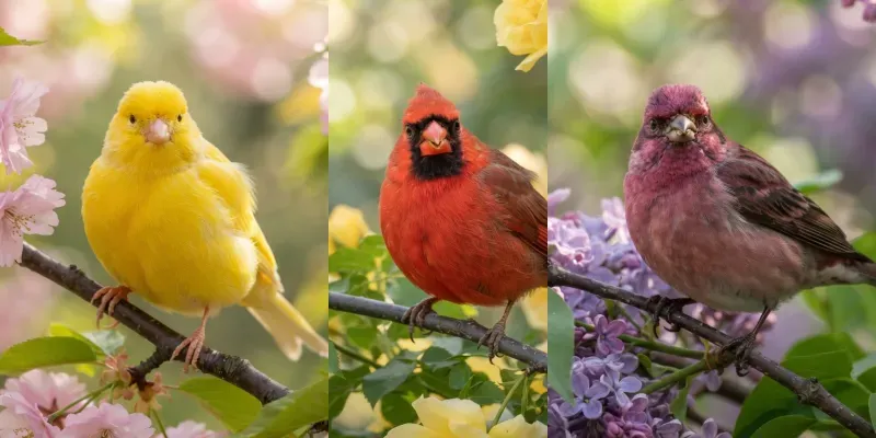 Vibrant Birds And Flowers Portraits generated by undefined