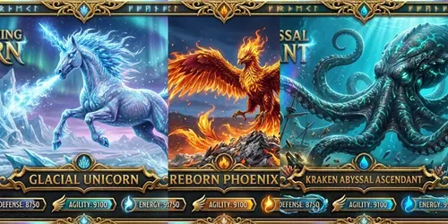 Mythic Creature Collector Cards generated by gemini-image