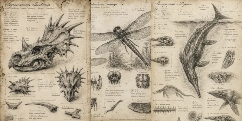 Vintage Paleontology Sketch Journal Art generated by undefined
