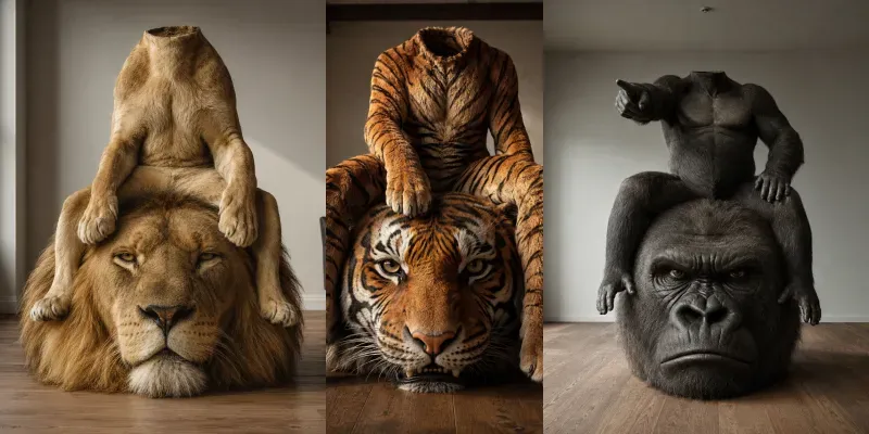 Surreal Animal Selfhead Photos generated by undefined