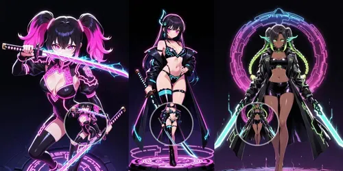 Neon Shadow Blade Dancer Anime Videos generated by grok-video