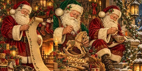 Victorian Santa Greeting Card Art Assets generated by chatgpt-image