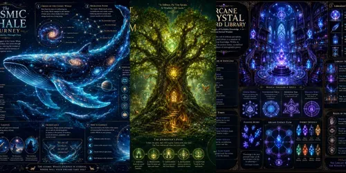 Bioluminescent Fantasy Infographics generated by chatgpt-image