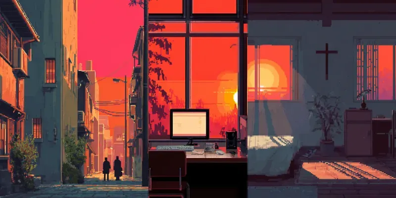 2D Retro Pixel Bg Sunset Glows generated by undefined
