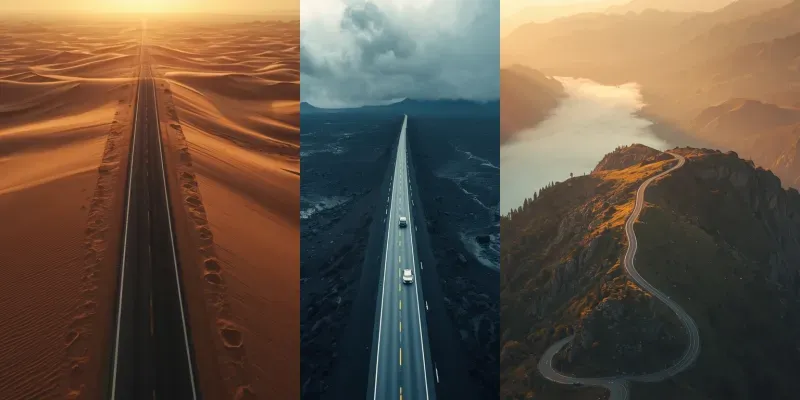 Cinematic Drone Roadways generated by undefined