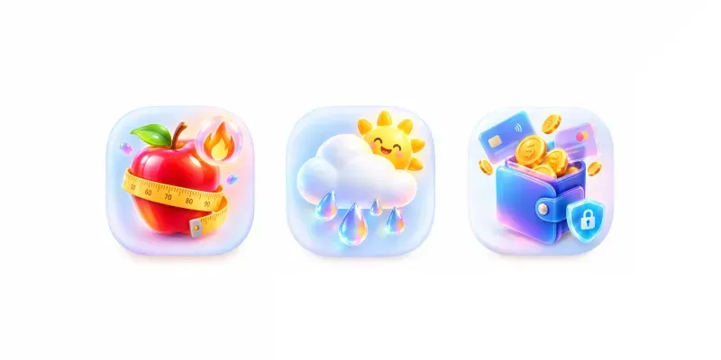 3D Glassmorphic Cute Appicon UI Symbols