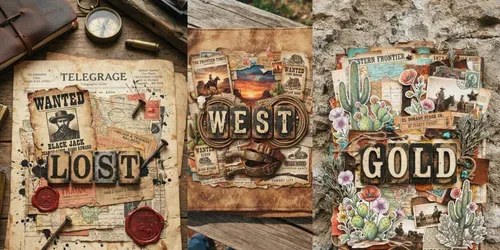 Western Retro Collage Bold Letter Tiles generated by gemini-image